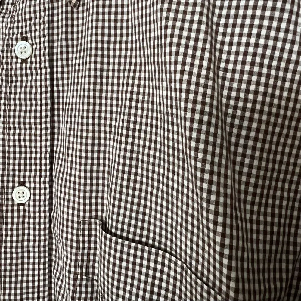 Banana Republic Shirt Mens Large Brown Checkered Long Sleeve Button Down Classic